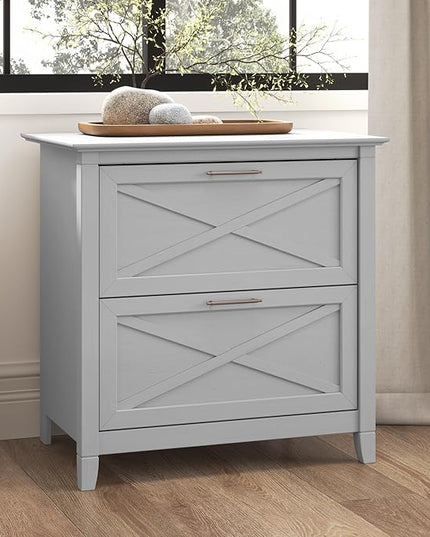 Bush Furniture Key West 2 Drawer Lateral File Cabinet in Cape Cod Gray | Document Storage for Home Office | Accent Chest with Drawers - LeafyLoom