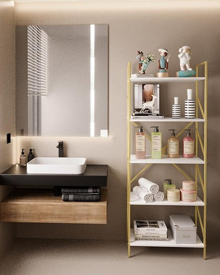 5 Tiers Bookshelf Tall Bookcase Shelf Storage Organizer Industrial Open Shelving Wood Large Modern Bookshelf for Living Room/Bedroom/Home/Office, White - LeafyLoom