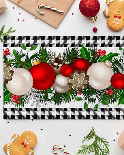 Nepnuser Black and White Gingham Christmas Placemats Set of 4 Buffalo Check Plaid Xmas Place Mats for Home Kitchen Dining Table Decoration Nepnuser