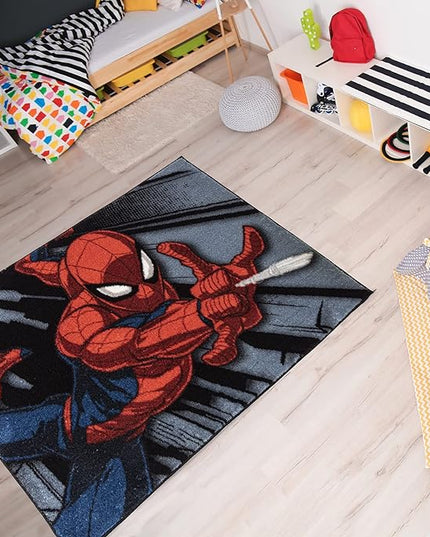 Gertmenian Marvel Spiderman Superhero Area Rug Home Decor Suitable for Classroom, Nursery, Bedroom, or Play Area Ideal for Kids and Young Children 40x54in, Gray/Red 19840 - LeafyLoom