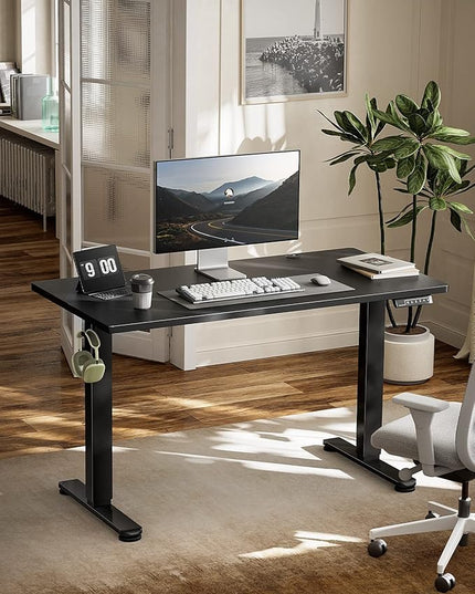 Marsail LED Light Electric Standing Desk, 4824 Inch, Dark Black - LeafyLoom