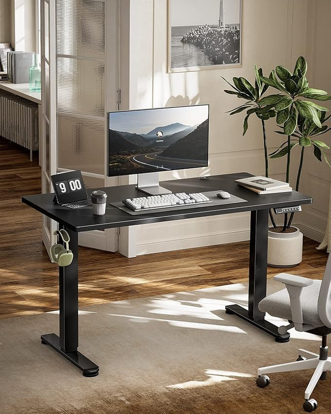 Marsail LED Light Electric Standing Desk, 4824 Inch, Dark Black - LeafyLoom