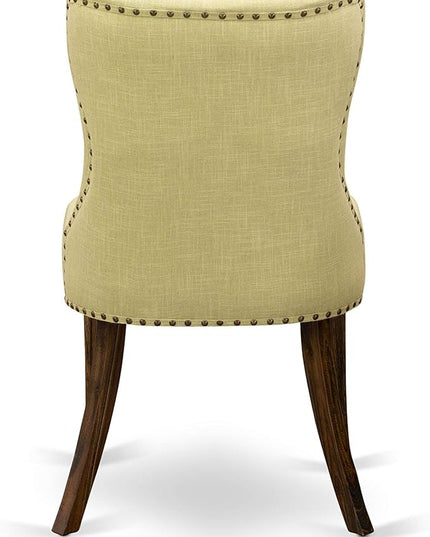 East West Furniture SIP7T37 Sion Modern Parson Dining Button Tufted Nailhead Trim Limelight Linen Fabric Upholstered Chairs, Set of 2, Jacobean - LeafyLoom