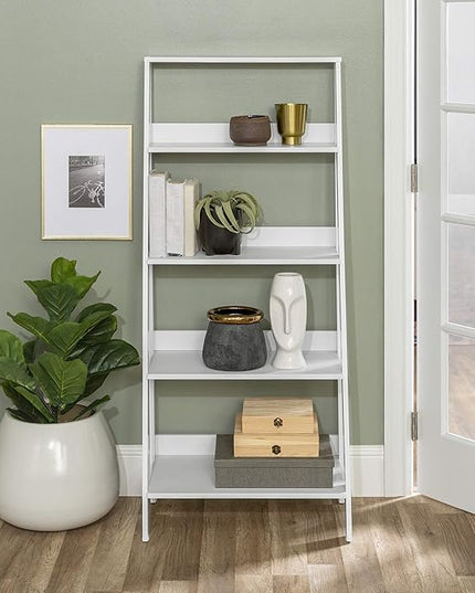 Walker Edison Sophia Modern 4 Shelf Ladder Bookcase , 55 Inch, White - LeafyLoom