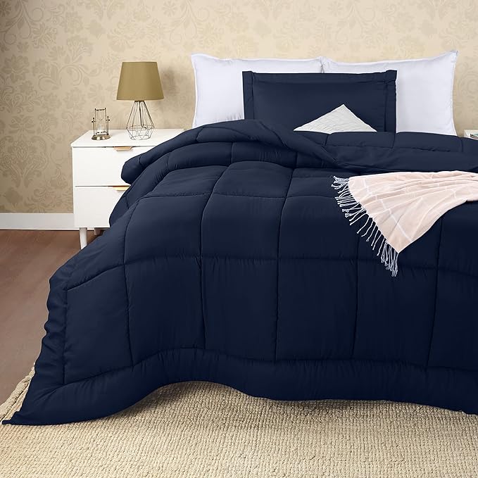 Utopia Bedding Twin Comforter Set Kids with 1 Pillow Sham, Bedding Comforter Sets, Down Alternative Navy Comforter, Soft and Comfortable, Machine Washable - LeafyLoom