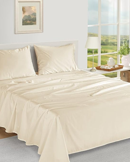 LANE LINEN 100% Egyptian Cotton Bed Sheets - 1000 Thread Count 3-Piece Twin XL Set Long Staple Bedding Sateen Weave Luxury Hotel Fits Upto 16" Mattress Ivory - LeafyLoom
