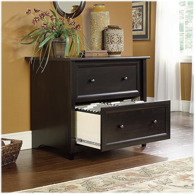Sauder Edge Water Lateral File, L: 33.31" x W: 23.47" x H: 29.37, Estate Black finish - LeafyLoom