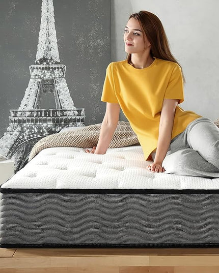ZINUS 10 Inch True Support Hybrid Mattress [New Version], King, Fiberglass free, Medium Feel, Motion Isolation, Certified Safe Foams & Fabric, Mattress in A Box - LeafyLoom