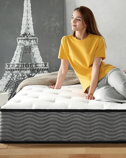 ZINUS 10 Inch True Support Hybrid Mattress [New Version], Twin, Fiberglass free, Medium Feel, Motion Isolation, Certified Safe Foams & Fabric, Mattress in A Box - LeafyLoom