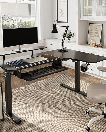 EUREKA ERGONOMIC Standing Desk (61"x43")- L Shaped Desk with Keyboard Tray Adjustable Height Sit Stand Computer Desk Corner Gaming Ergo Desk w Memory Presets, Monitor Stand, LED/USB/Dual Motor, Right - LeafyLoom