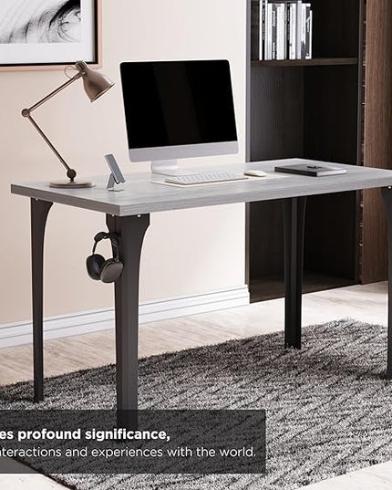 Home Office Computer Desk 35.4 inch gaming Desk, Modern and Minimalist home office desk, Home Office Desks, Study Desk, Craft table Black Metal Designed Frame, White Board Color. - LeafyLoom