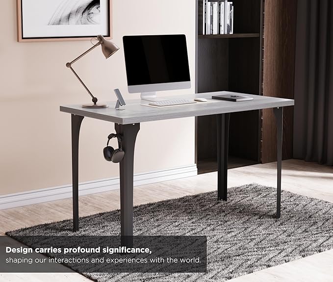 Home Office Computer Desk 35.4 inch gaming Desk, Modern and Minimalist home office desk, Home Office Desks, Study Desk, Craft table Black Metal Designed Frame, White Board Color. - LeafyLoom