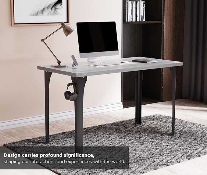 Home Office Computer Desk 47.2x23.6 inch gaming Desk, Modern and Minimalist home office desk, Home Office Desks, Study Desk, Craft table Black Metal Designed Frame, White Board color. - LeafyLoom