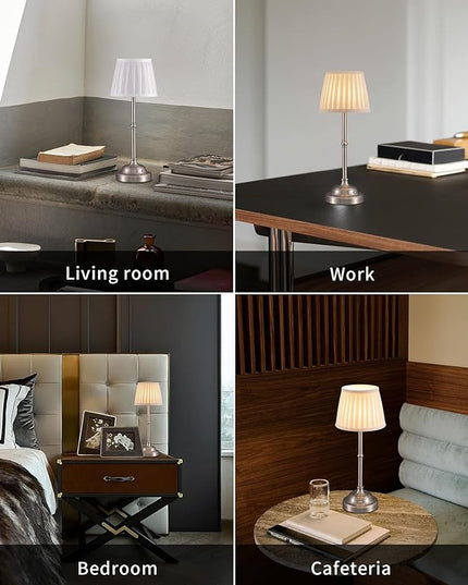 KDG Cordless LED Table Lamp Set of 2, Portables Fabric Shade Desk Lamps, 5000mAh Rechargeable Battery Powered Lighting, Dimmable Light for Dining Room, Bedroom, Bedside, Night Light, Balcony (Beige) - LeafyLoom