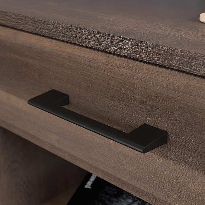 Sauder North Avenue Pedestal Home Office Desk, L: 41.97" x W: 18.50" x H: 28.15", Smoked Oak Finish - LeafyLoom