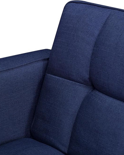 70.9" Modern Folding Sofa Bed Living Room Furniture Sets Futon Couch Convertible Tufted Loveseat with Adjustable Backrest for Lounge Sturdy Wood Legs Fabric Home Recliner Sofá, Blue-4 - LeafyLoom