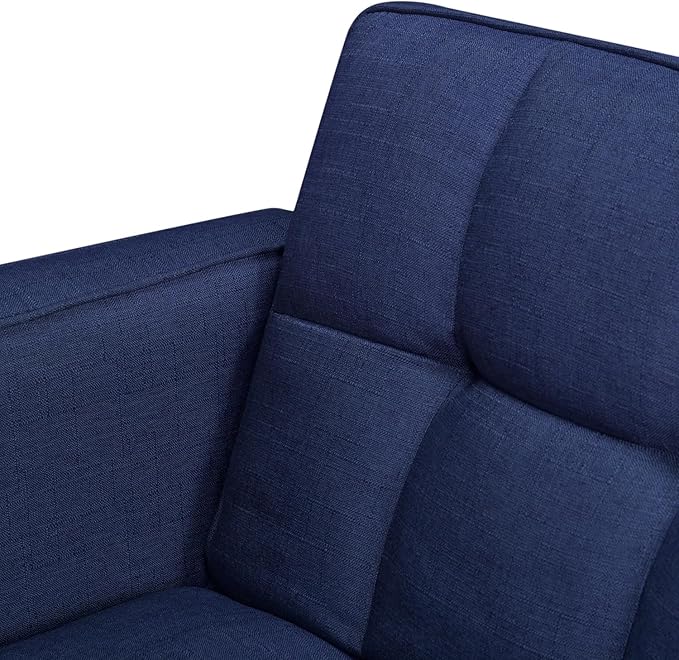 70.9" Modern Folding Sofa Bed Living Room Furniture Sets Futon Couch Convertible Tufted Loveseat with Adjustable Backrest for Lounge Sturdy Wood Legs Fabric Home Recliner Sofá, Blue-4 - LeafyLoom