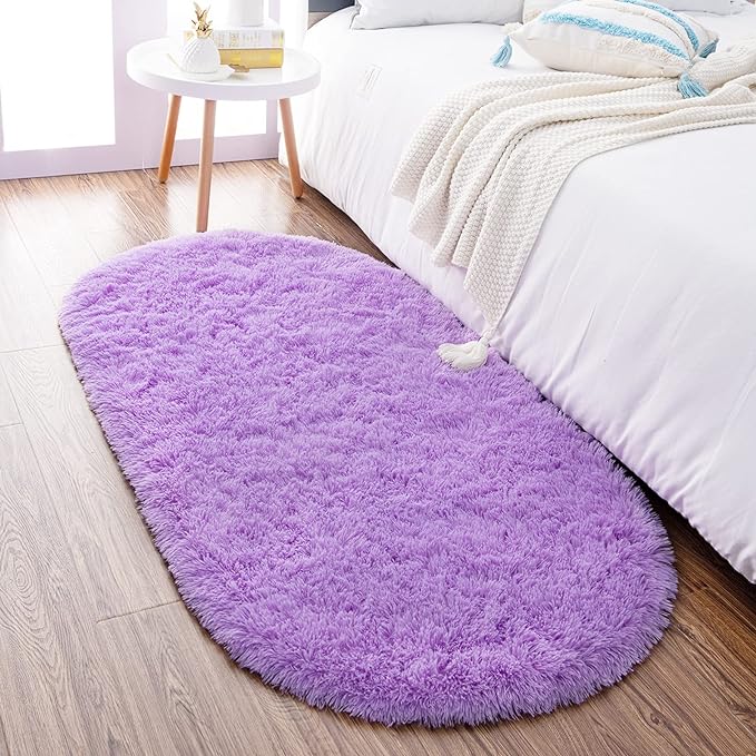 Noahas Ultra Soft Fluffy Bedroom Rugs Kids Room Carpet Modern Shaggy Area Rugs Home Decor 2.6' X 5.3', Purple - LeafyLoom