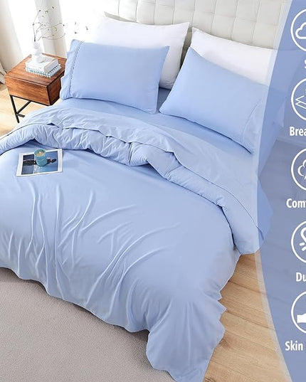 Full Sheet Set - 4 Piece Soft Breathable Bed Sheets for Full Size Bed, Extra Deep Pocket Lxuury Brushed Sheets, Cooling Hotel Bedding Sheets and Pillowcases, Wrinkle Free Oeko-Tex Sheets - LeafyLoom