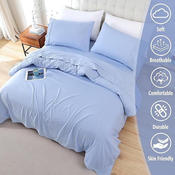 Full Sheet Set - 4 Piece Soft Breathable Bed Sheets for Full Size Bed, Extra Deep Pocket Lxuury Brushed Sheets, Cooling Hotel Bedding Sheets and Pillowcases, Wrinkle Free Oeko-Tex Sheets - LeafyLoom