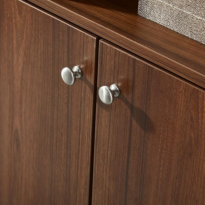 Modern Bookcase with 2 Doors, Wooden Bookshelf Library with 6 Storage Cabinet for Home Office (Walnut) - LeafyLoom