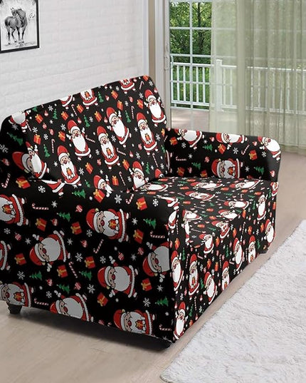 FKELYI Christmas Decorations Indoor Easy Going Stretch Sofa Slipcover Santa Claus Sofa Couch Cover Comfortable Furniture Protector M FKELYI