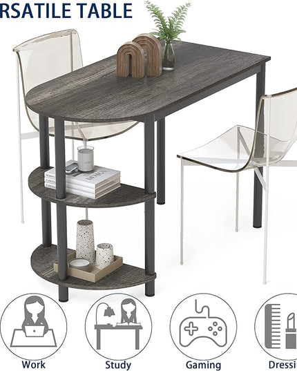 Elephance Small Dining Table/Kitchen Table with Storage, Multifunctioal Workstation Desk for Dining Room, Living Room, Bistro.(Black Oak) - LeafyLoom