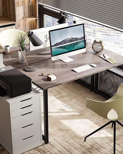 Coleshome 48 Inch Computer Desk, Modern Simple Style Desk for Home Office, Study Student Writing Desk, Grey Oak - LeafyLoom