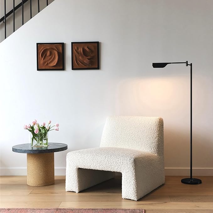 Brightech Leaf Pharmacy LED Reading Lamp, Dimmable Floor Lamp with Easy Rotation over Chair or Desk for Living Rooms & Offices, Adjustable Standing Lamp, Tall Lamp for Sewing & Craftwork - Jet Black - LeafyLoom