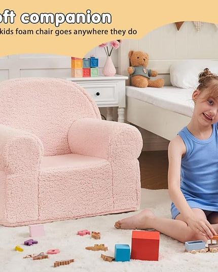 Kids Chair Toddler Chair Sherpa Couch Sherpa Kids Bean Bag Chair,Cuddly Toddler Chairs Comfy Plush Chair Toddler Couch Reading Chair for Kids Fuzzy Baby Chair Pink - LeafyLoom