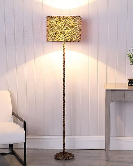 Ore International HBL2422 59" in Faux Suede Leopard Print Floor Lamp - LeafyLoom