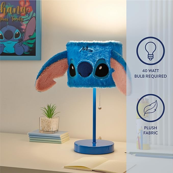 Idea Nuova Disney Stitch Figural Plush Shade Table Lamp, Blue - LeafyLoom