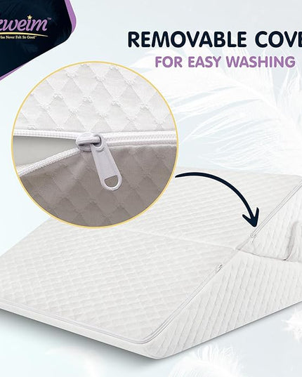 Adjustable Bed Wedge Pillow for Sleep Apnea, Gerd, Acid Reflux, Post Surgery, Heartburn - Foam Wedge Pillow for Back Pain Relief, Sleep Apnea Pillow Wedge or Bed Wedge Pillow for Sleeping for Seniors - LeafyLoom