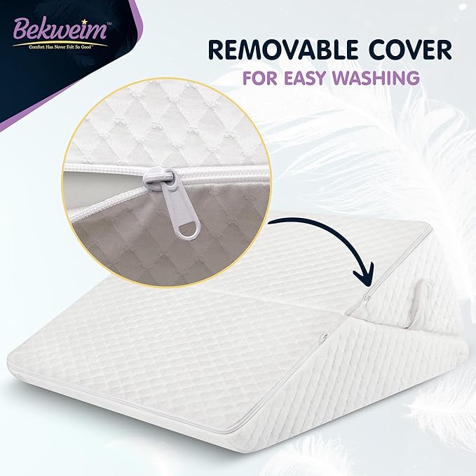 Adjustable Bed Wedge Pillow for Sleep Apnea, Gerd, Acid Reflux, Post Surgery, Heartburn - Foam Wedge Pillow for Back Pain Relief, Sleep Apnea Pillow Wedge or Bed Wedge Pillow for Sleeping for Seniors - LeafyLoom