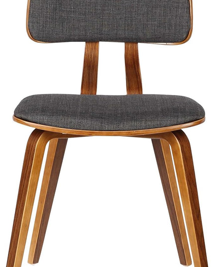 Armen Living Jaguar Dining Chair in Charcoal Fabric and Walnut Wood Finish,Charcoal/Walnut Finish 20D x 18W x 29H in - LeafyLoom
