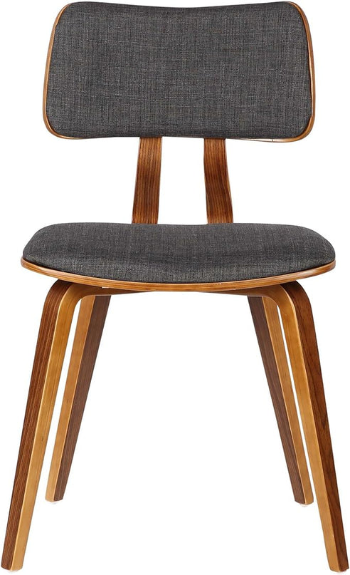 Armen Living Jaguar Dining Chair in Charcoal Fabric and Walnut Wood Finish,Charcoal/Walnut Finish 20D x 18W x 29H in - LeafyLoom