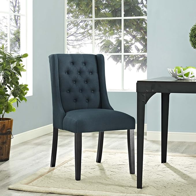 Modway Baronet Modern Tufted Upholstered Fabric Parsons Kitchen and Dining Room Chair in Azure - LeafyLoom