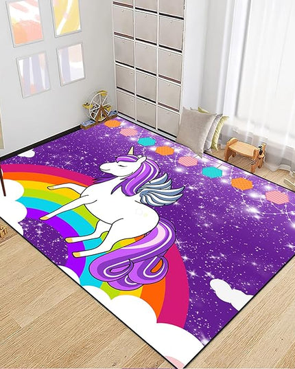Unicorn Rugs for Girls Bedroom Large Purple Unicorn Rugs for Girls Bedroom Floor Mat Unicorn Floor Rugs for Girls Bedroom for Living Room Dorm Bedroom Home Decor, 4'5'' × 6' - LeafyLoom