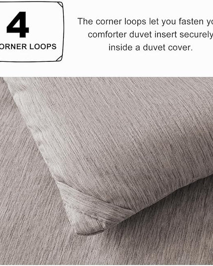 CozyLux King Size Comforter Set - 3 Pieces Linen Soft Luxury Cationic Dyeing Bedding Comforter for All Season, Breathable Lightweight Fluffy Boho Bed Sets with 1 Comforter and 2 Pillow Shams - LeafyLoom