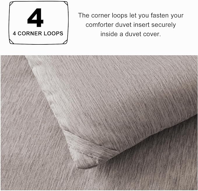 CozyLux King Size Comforter Set - 3 Pieces Linen Soft Luxury Cationic Dyeing Bedding Comforter for All Season, Breathable Lightweight Fluffy Boho Bed Sets with 1 Comforter and 2 Pillow Shams - LeafyLoom