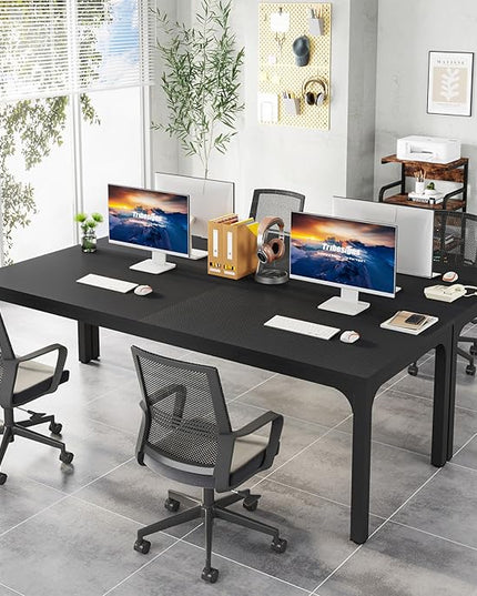 78.7 Inches Extra Long Two Person Office Desk,Double Workstation for Home Office,Black - LeafyLoom