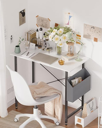 Pamray 32 Inch Computer Desk for Small Spaces with Storage Bag, Home Office Work Desk with Headphone Hook, Small Office Desk Study Writing Table - LeafyLoom