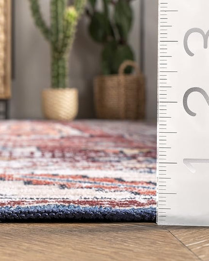 nuLOOM Marli Machine Washable Faded Medallion Ultra Thin Runner Rug, 2' 6" x 8', Rust - LeafyLoom