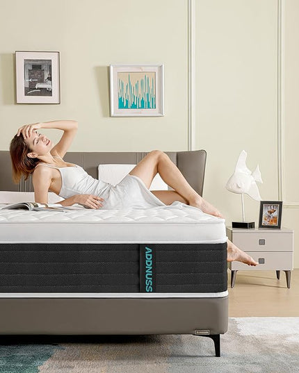 Queen Mattresses,12 Inch Memory Foam Hybrid Queen Mattress in a Box with Individual Pocket Spring,Pressure Relief & Motion Isolation Queen Size Black Mattress,CertiPUR-US. - LeafyLoom