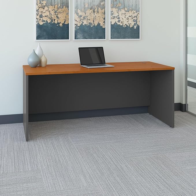 Bush Business Furniture Series C 72W Office Desk in Natural Cherry, Large Computer Table for Home and Professional Workplace - LeafyLoom