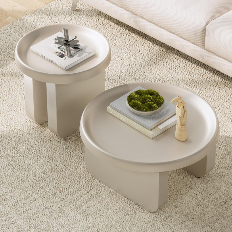 Round Coffee Table,Modern Coffee Table,Unique Circle Coffee Tables,Metal Center Table for Living Room (Black, 29.5 x 16.5) LeafyLoom
