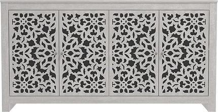 Galano Culbreath 4 Door Sideboard Buffet Cabinet with Storage and Adjustable Shelves, Storage Cabinet for Kitchen, Dining Room, Living Room, 15.67" D x 57.64" W x 30" H, Dusty Grey Oak - LeafyLoom