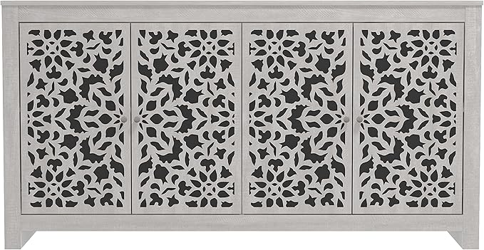 Galano Culbreath 4 Door Sideboard Buffet Cabinet with Storage and Adjustable Shelves, Storage Cabinet for Kitchen, Dining Room, Living Room, 15.67" D x 57.64" W x 30" H, Dusty Grey Oak - LeafyLoom