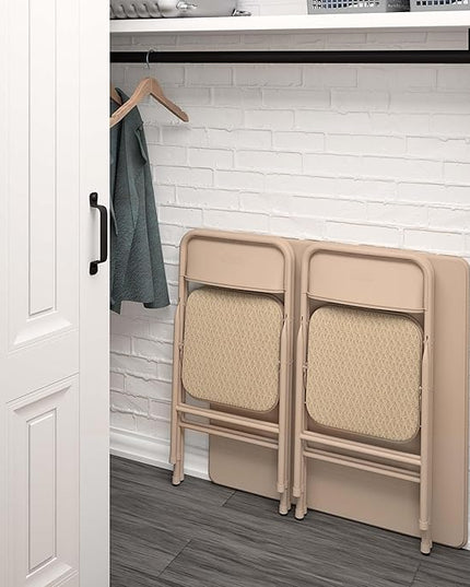 COSCO 5 Piece, Tan Folding Table and Chair Set. - LeafyLoom