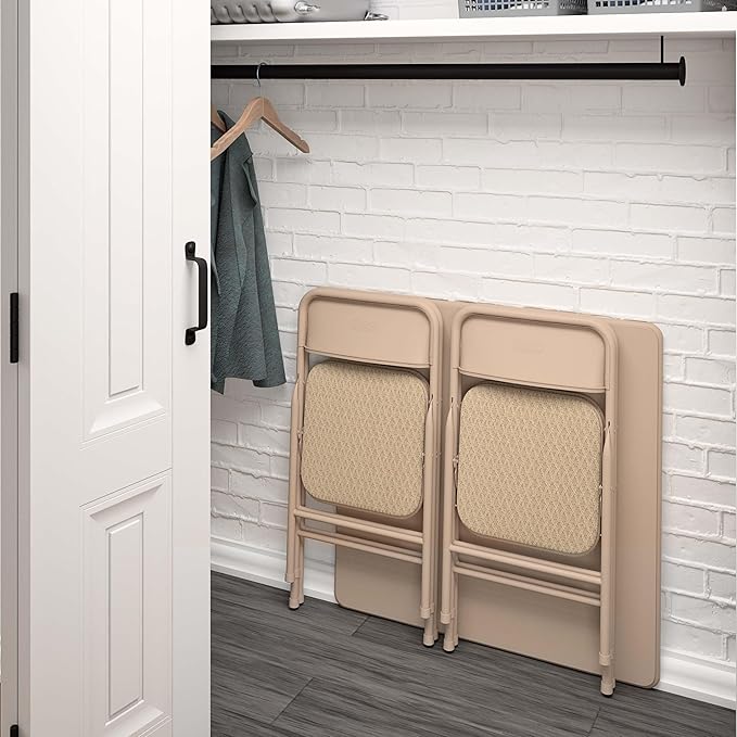 COSCO 5 Piece, Tan Folding Table and Chair Set. - LeafyLoom